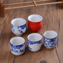 茶杯陶瓷双层隔热主人杯6个装青花瓷茶具套装品茗杯茶碗包邮