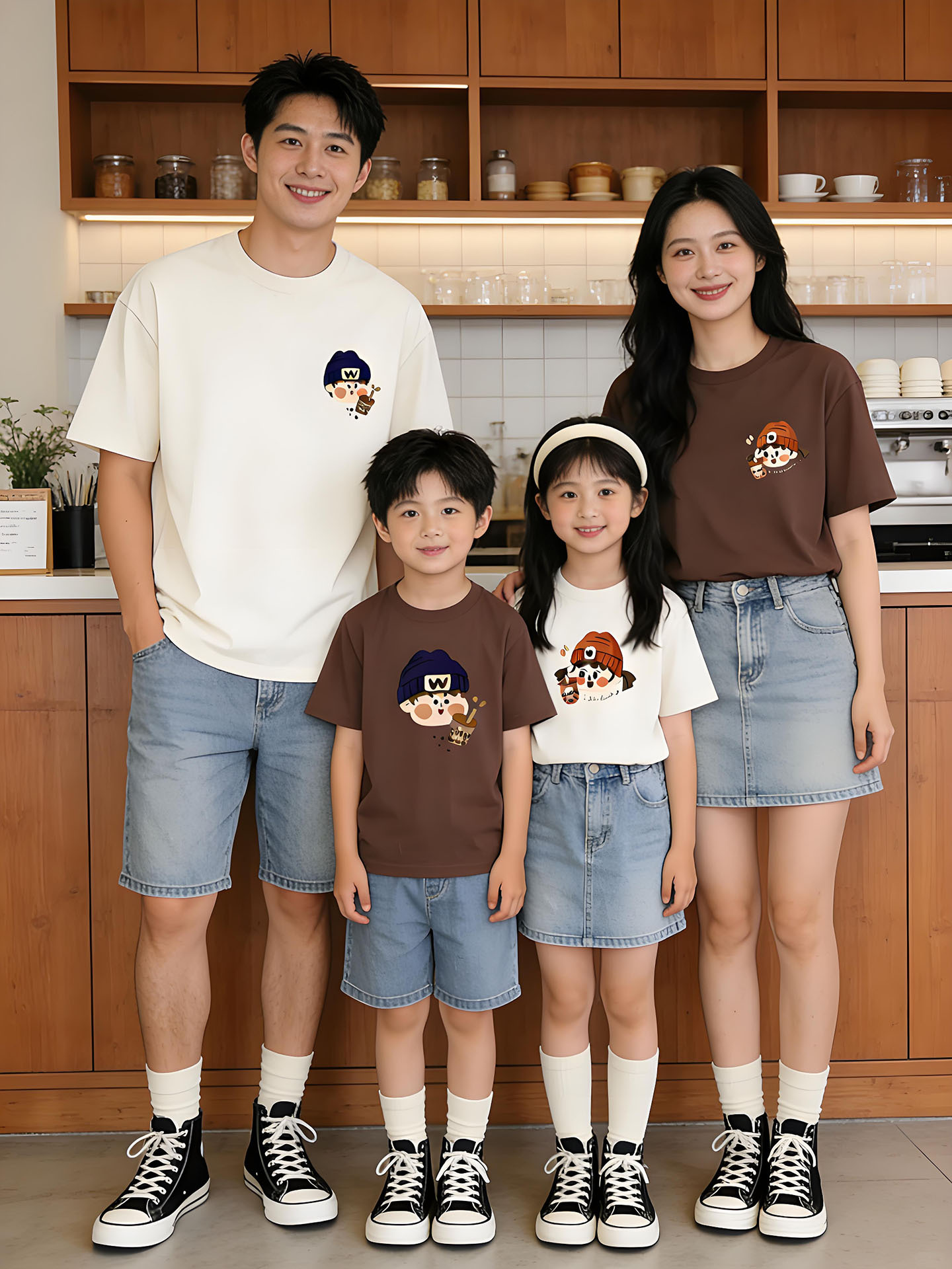 Family Matching Outfits Summer T-Shirts 2026 New Style Short-Sleeve Rompers for Families of Three or Four, Baby Boys and Girls, Mother and Child