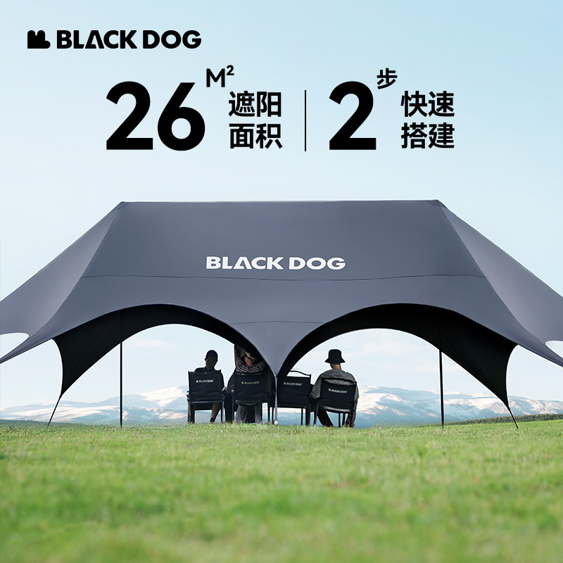 Blackdog Negro al aire libre tienda de sombreante vinil acampado rápido partido camping aire libre cuerda sombreante