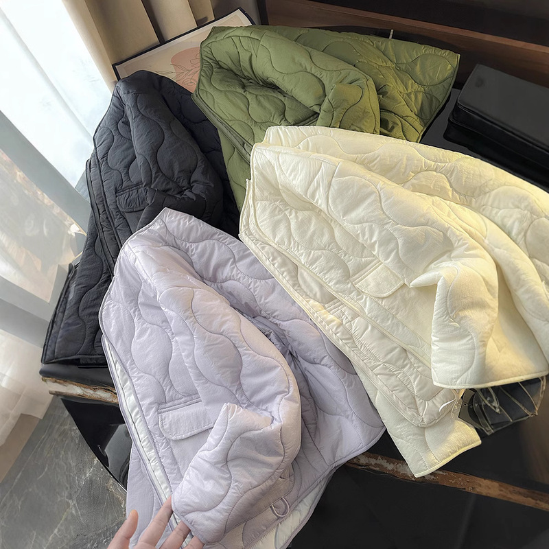 Lightweight warm velvet jacket ~ waterproof cold-proof vintage Quilted round neck loose short cotton coat for women autumn and winter