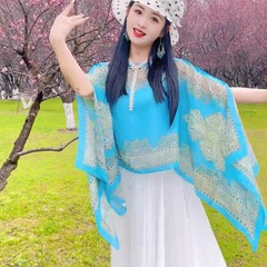 2025 夏のシルクスカーフ日焼け止めショールサイクリングと運転シフォンスカーフ女性のビーチガーゼスカーフ特大薄型ビーチタオル