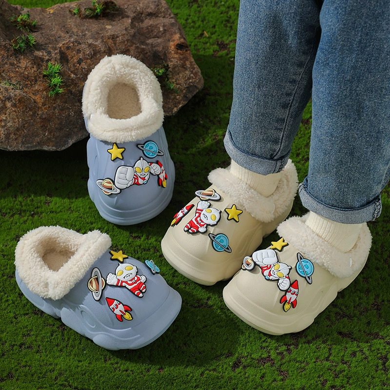 Детские хлопковые тапочки, зимние домашние и уличные теплые мужские и женские непромокаемые Нескользящие съемные хлопковые тапочки