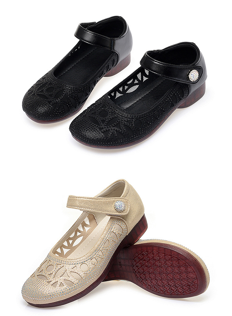 Sandal nữ đế bệt da thật mặt lưới thoáng mát — Màu be chi tiết 16