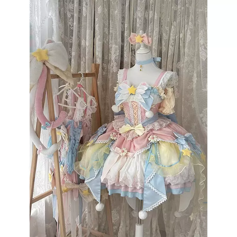 Милое волшебное платье Лолиты розового и синего цвета, свадебное платье JSK, тяжелое платье принцессы Лолиты, другое