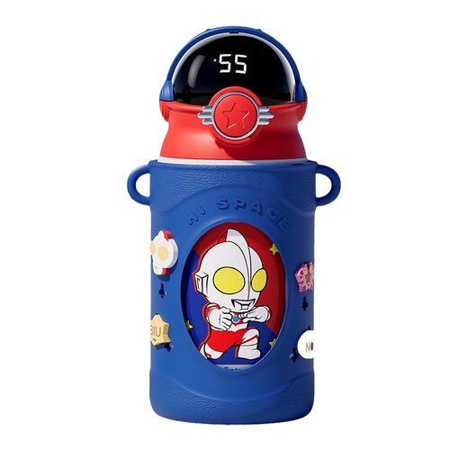 Intelligent temperature display Ultraman children's thermos cup 316 food grade water cup large capacity kettle portable student straw