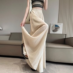 冰丝棉麻裤子女夏季薄款天丝亚麻阔腿裙裤垂感大裤脚拖地山本裤裙