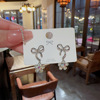 Silver needle with bow, universal cute advanced earrings, silver 925 sample, high-quality style