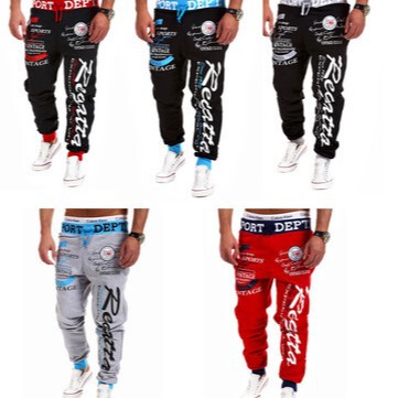 European and American cross-border European code printed pants for men in autumn and winter, trendy drawstring fashionable letter loose sports pants manufacturer pants