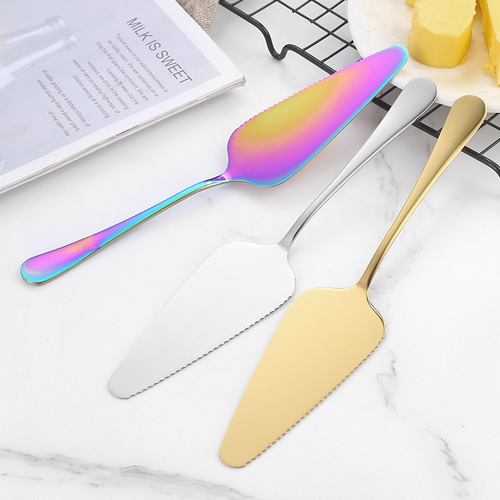 Cross-border stainless steel cake spatula baking triangle spatula pizza knife cheese dessert spatula kitchen home use with teeth bread spatula