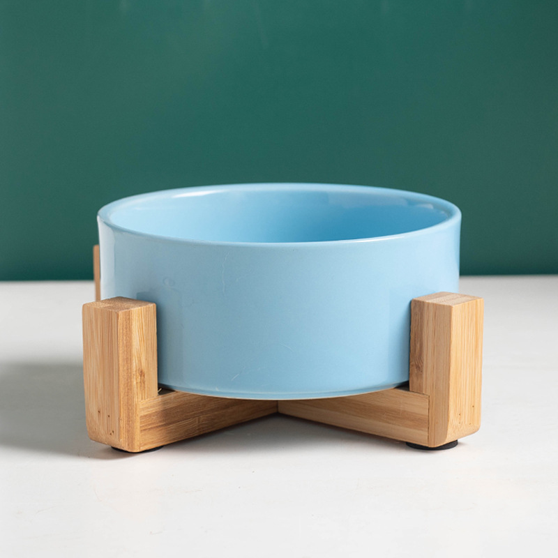 Tazón recto azul + tazón único de madera