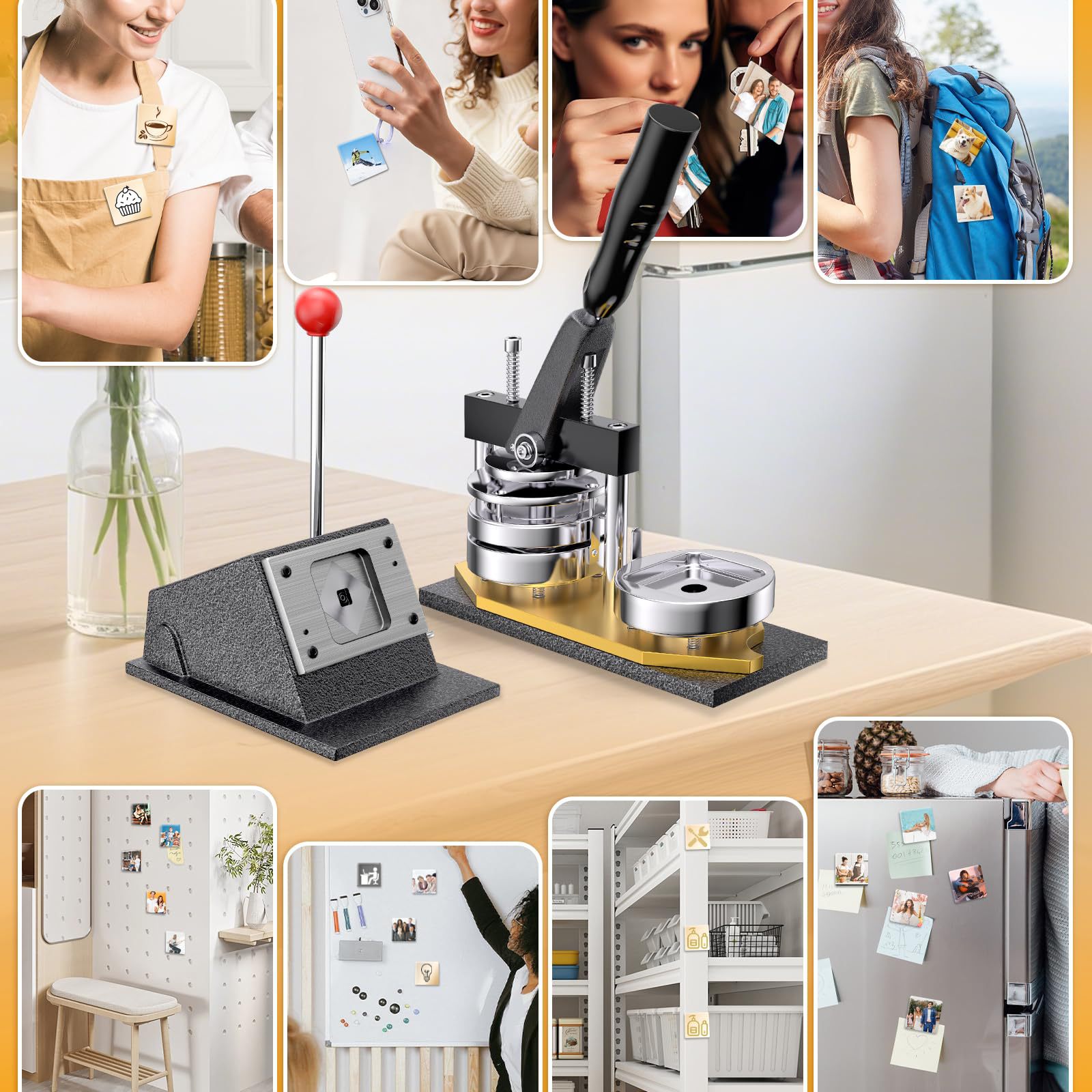 50 * 50MM máquina de insignia cuadrada cuadrada esquina redondeada refrigerador cuadrado pegado máquina casera máquina de insignia transfronteriza