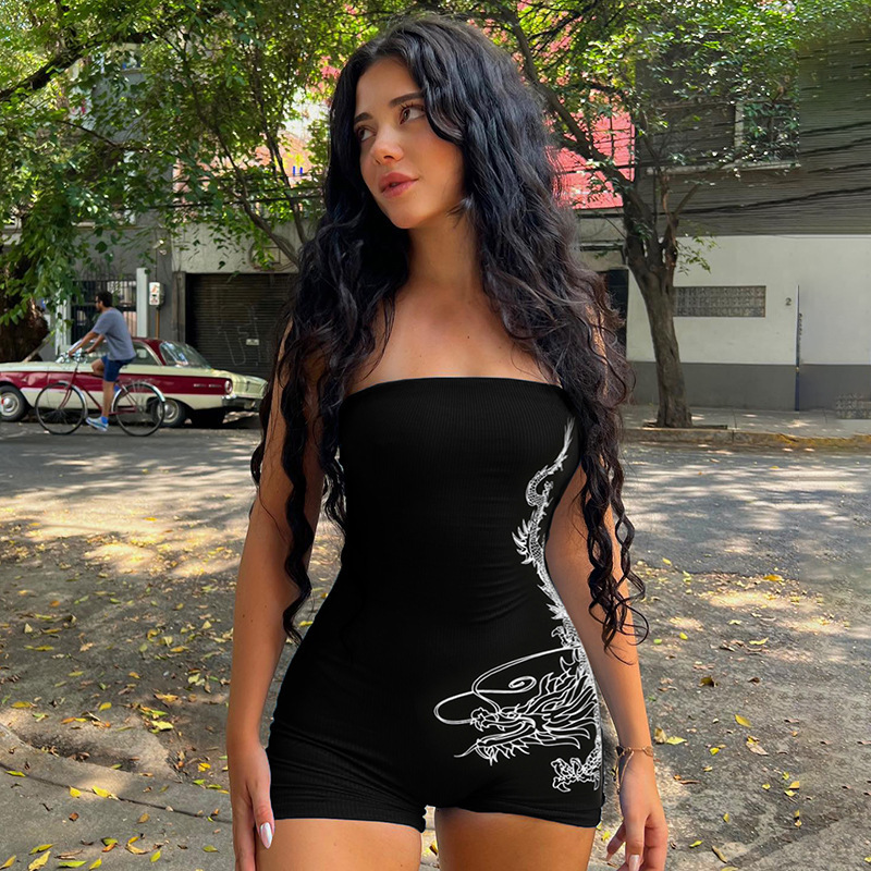 eBay Fashion European and American Style Dragon Pattern Printed Strapless Jumpsuit Tight Hip Sleeveless Chest Wrapped Sports All-in-One Shorts eBay Fashion European and American Style Dragon Pattern Printed Strapless Jumpsuit Tight Hip Sleeveless Chest Wrapped Sports All-in-One Shorts