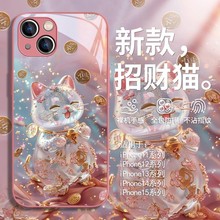 适用iphone 17苹果16手机壳15/14/13/12pro max玻璃plus招财猫418