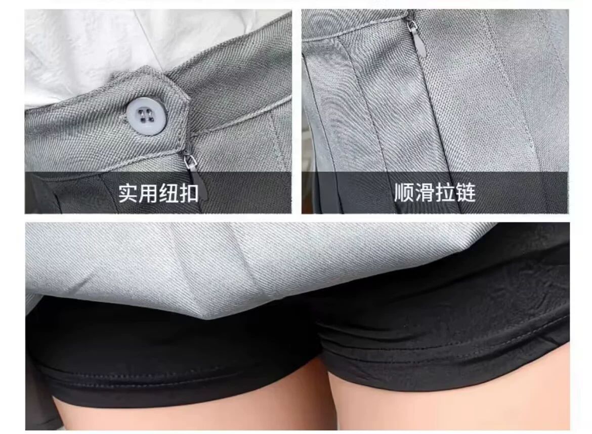 Pleated skirt, high-waist Korean style A-line with colored protective underwear, autumn mini