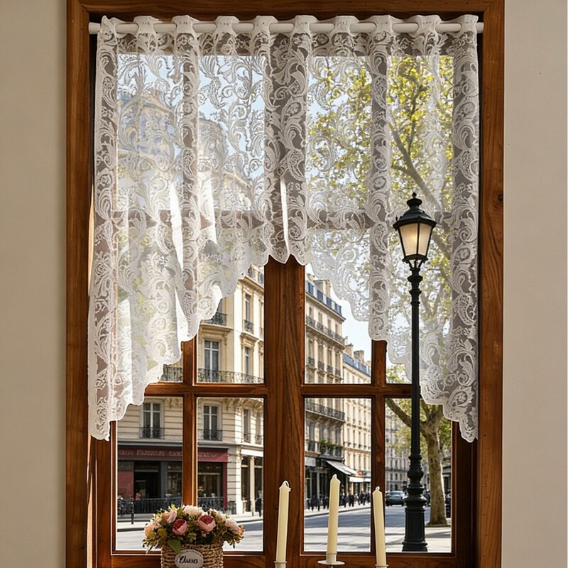 Lace Arched Half-Curtain for Bookcase, Small Half-Door Curtain, Pastoral Style, Covering for Aesthetic Purposes, Lace No-Drill Sheer Curtain Lace Arched Half-Curtain for Bookcase, Small Half-Door Curtain, Pastoral Style, Covering for Aesthetic Purposes, Lace No-Drill Sheer Curtain