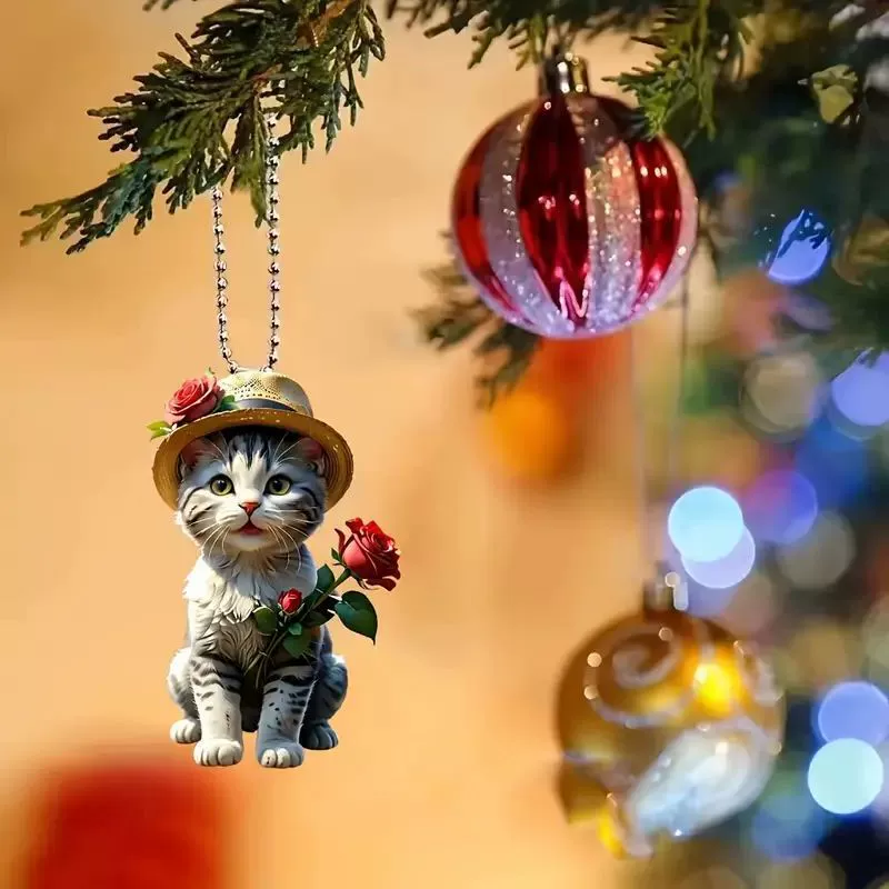 Элегантный роз котенок автомобиль акриловая подвеска трансграничная плоская машина новый подвеска брелок рюкзак подвеска