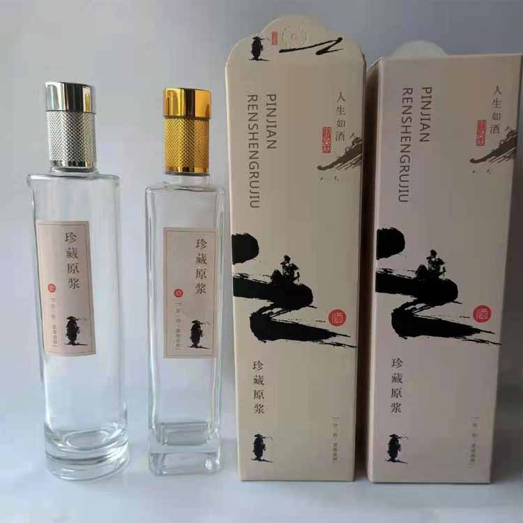 现货高端500ml方形玻璃酒瓶白酒玻璃瓶圆形果酒自酿酒瓶空瓶批发