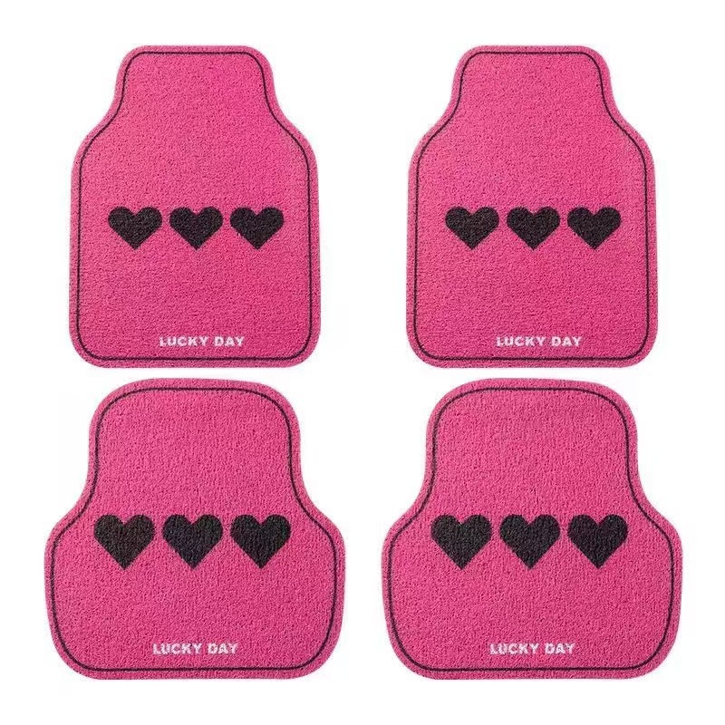 Cute cartoon silk loop car floor mats, universal for girls, anti-dirt, non-slip, wear-resistant, easy to maintain