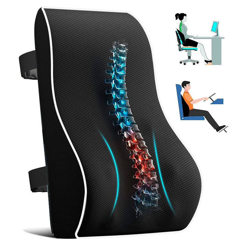 Cross-Border Amazon Car Lumbar Support Office Chair Sedentary Memory Foam Backrest Ergonomic Cushion Waist Support