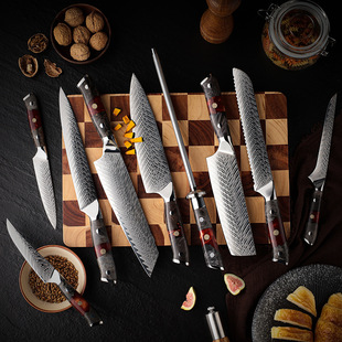 Crown kitchen knife 67-layer Damascus steel Yangjiang kitchen knife suit high-grade cutting knife chef knife 9-piece set