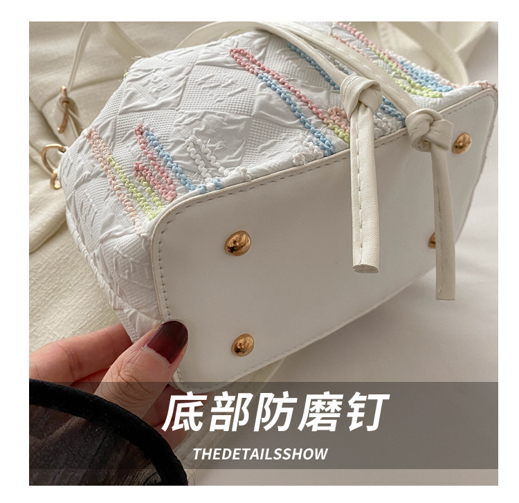 Single-shoulder bag, Korean-style drawstring, fresh and girlish crossbody bag, large capacity, commuting, casual, quality and versatile, Chinese-style bucket bag undefined