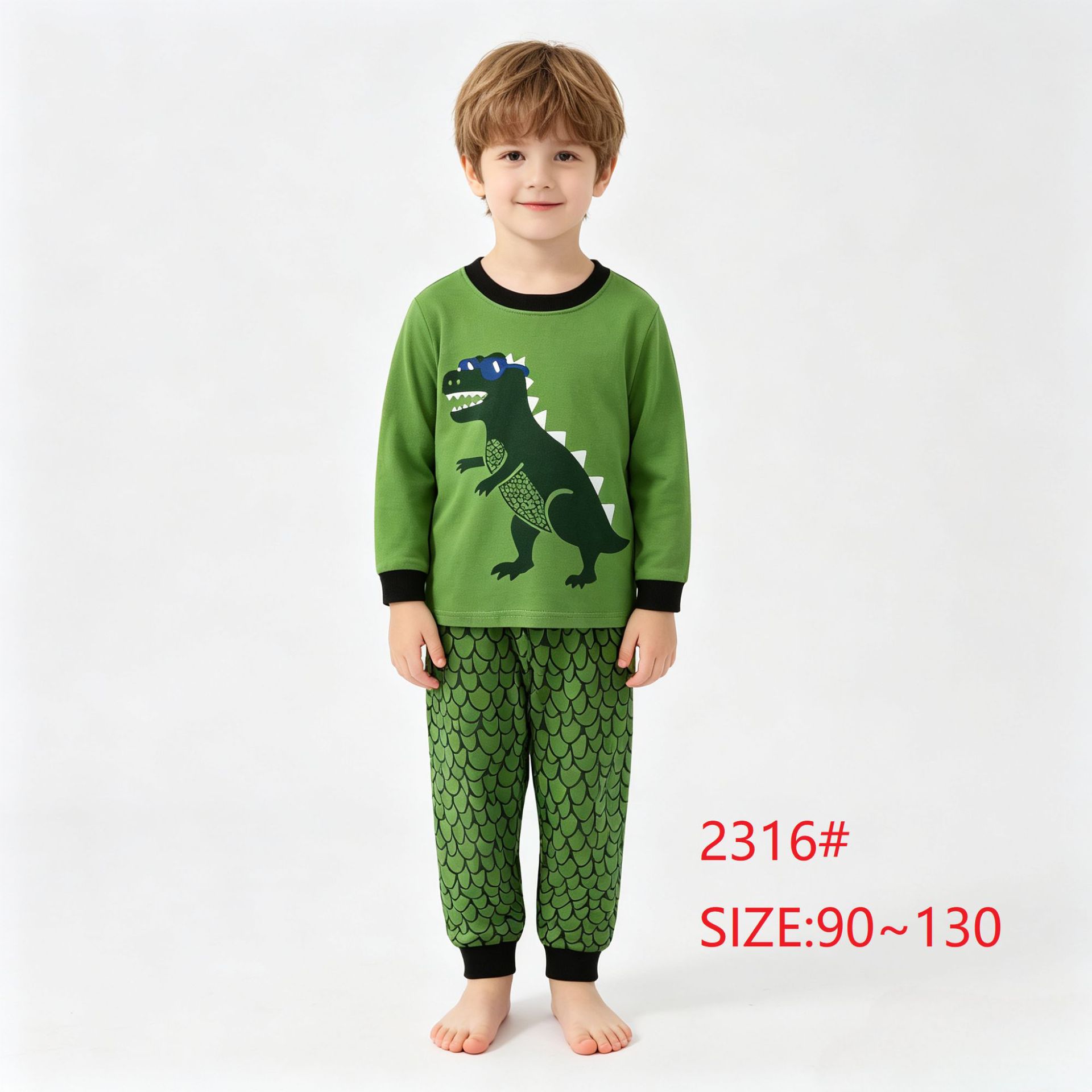 Home Clothes New Children's Home Clothes Set Dinosaur Pattern Children's Clothes Cross-Border Children's Clothing