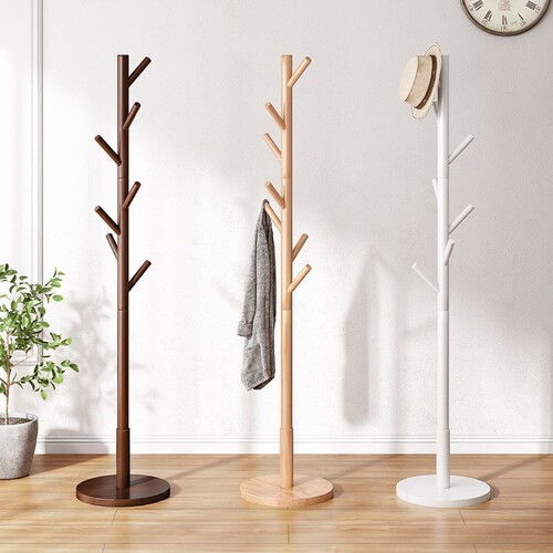 Solid wood floor-standing coat rack, bedroom home vertical clothes rack, clothing rack, simple modern bag rack