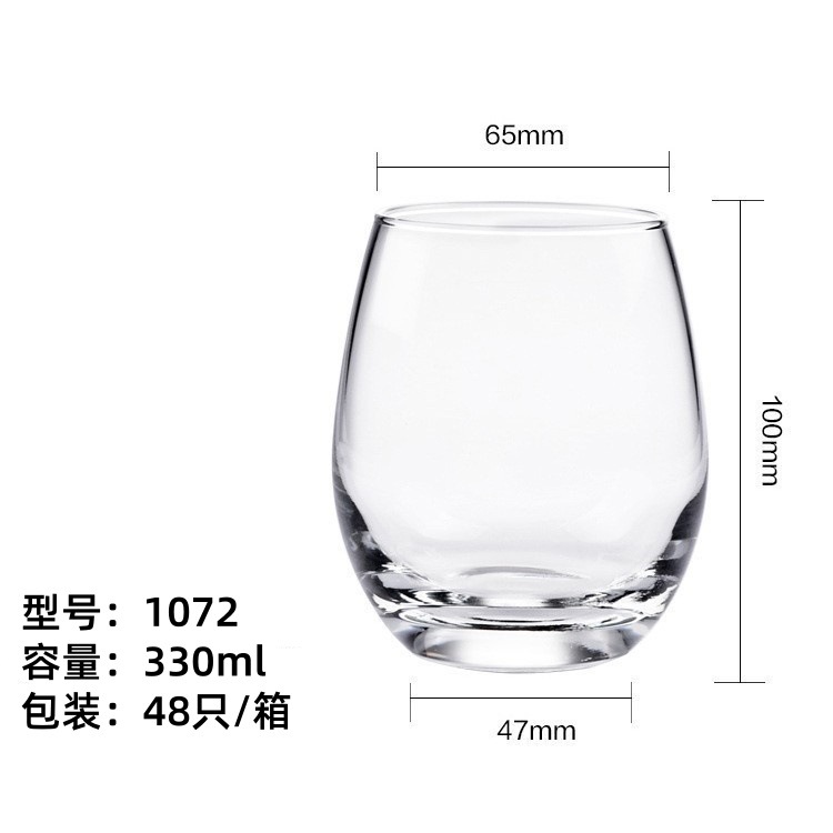 Huevo grueso en forma de taza de bebida fría taza de jugo de leche taza de bebida taza de cerveza taza de licores taza de vidrio impresión logotipo al por mayor