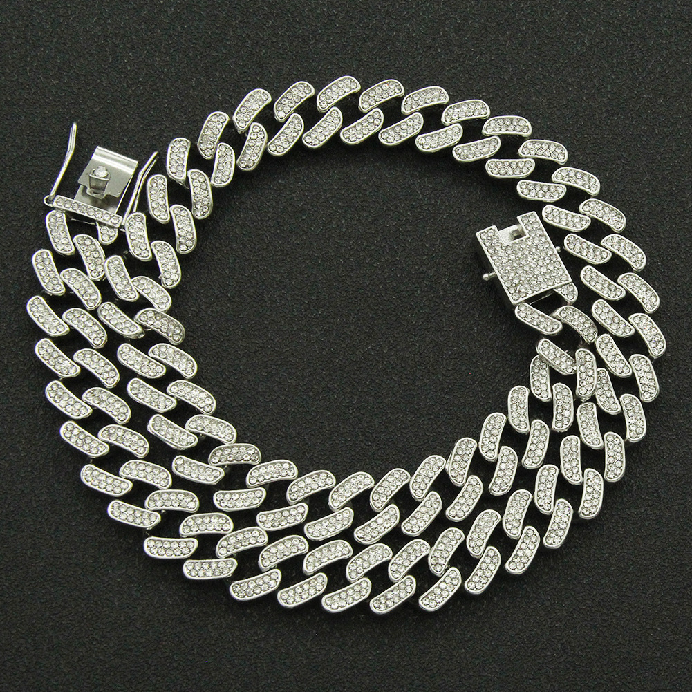 Fashion full diamond rhombus alloy necklace wholesale