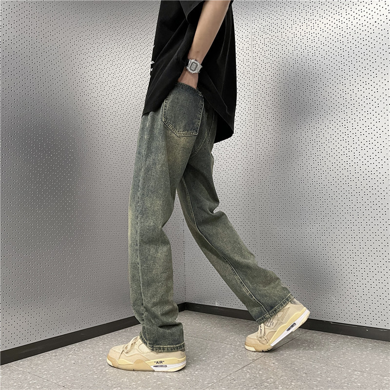 Vintage Jeans Men's Summer Japanese Street Casual Wide Leg Trend Ins Loose Student Straight Pants_mkmklike.com