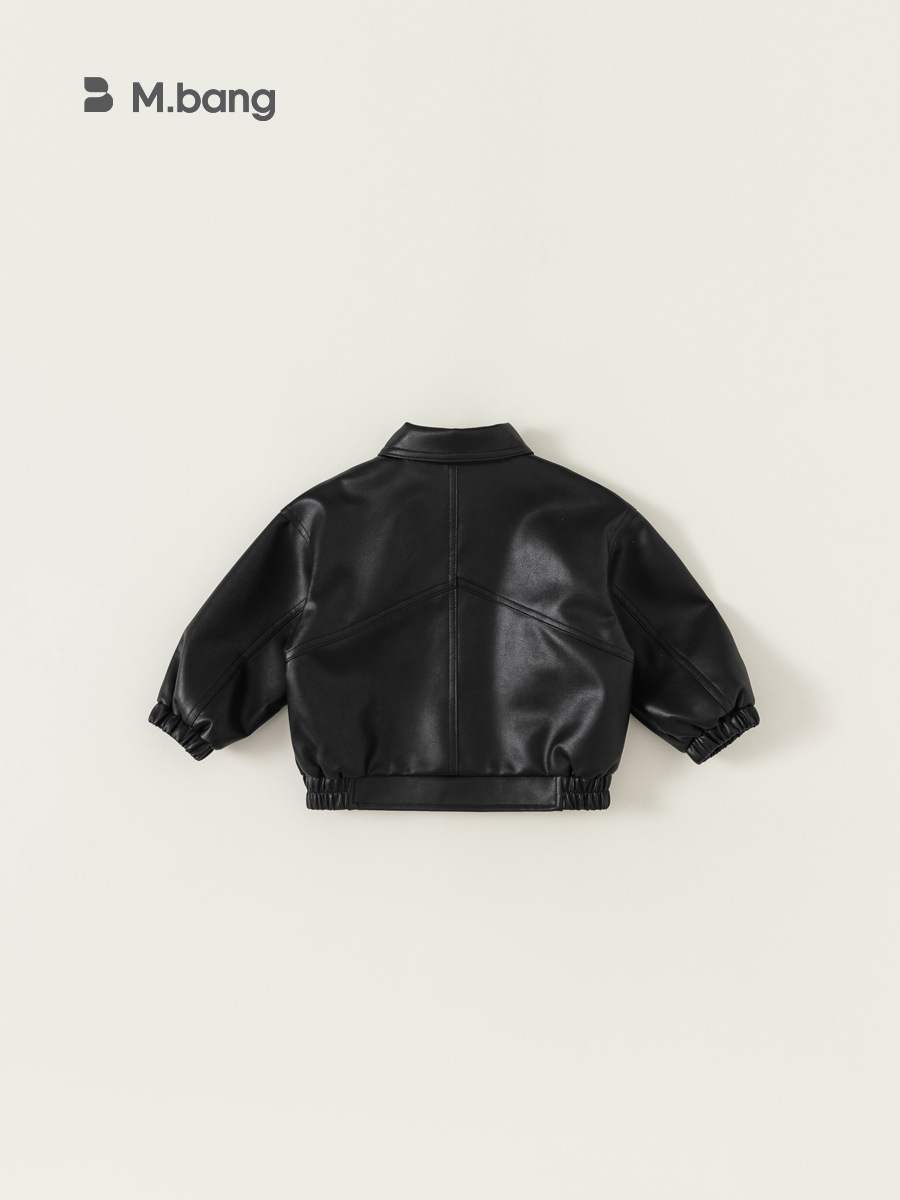 Ropa infantil Youbao, estilo otoñal, chaqueta para niños, chaqueta de cuero de color sólido para niños, chaqueta de cuero estilo motero punk, chaqueta elegante para niñas image 6