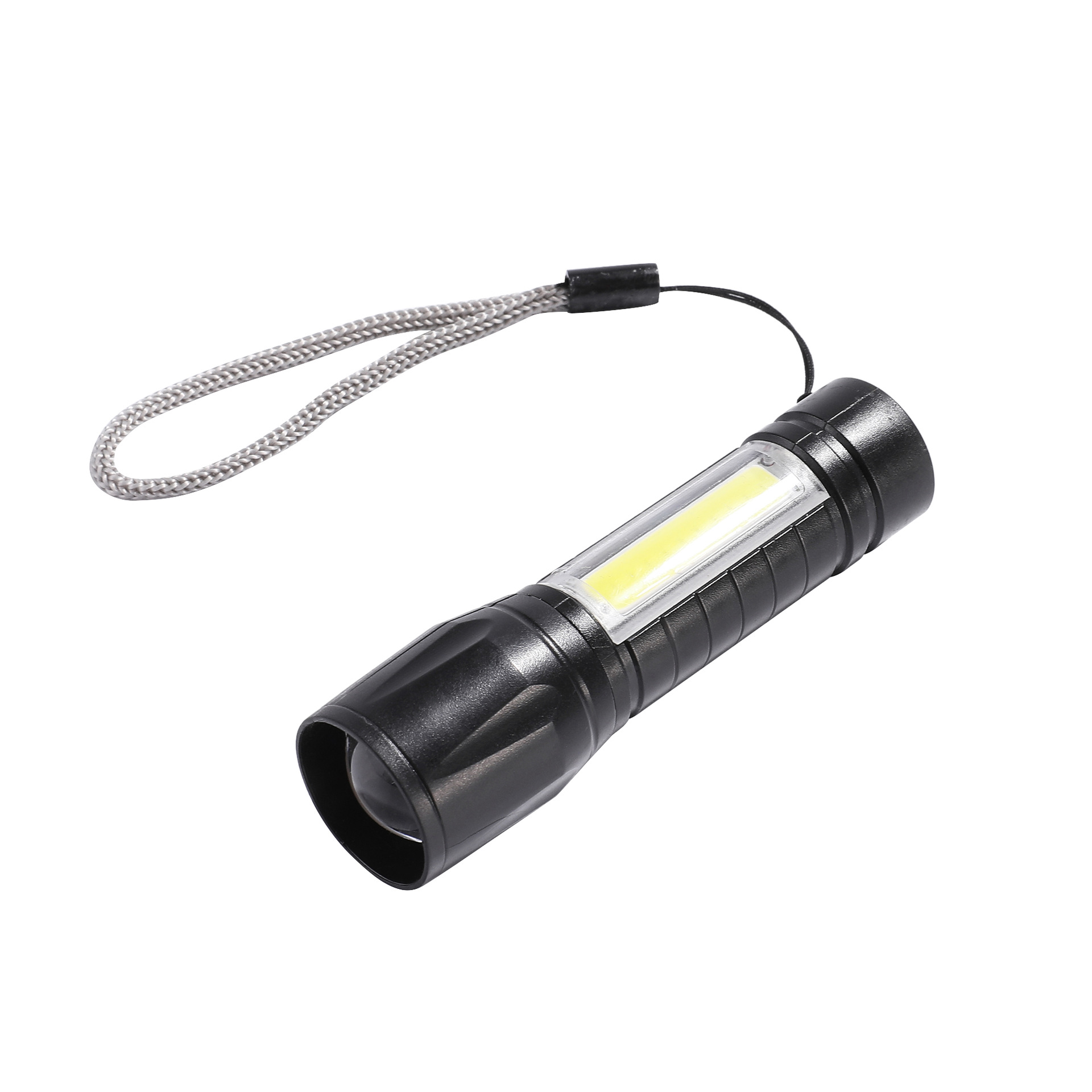 Nueva mini linterna portátil compacta y práctica con zoom telescópico LED recargable por USB con zoom óptico al por mayor.