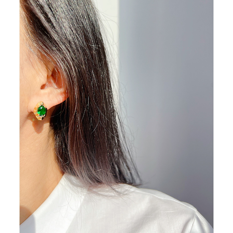 Retro Geometric Copper Plating Zircon Ear Studs 1 Pair