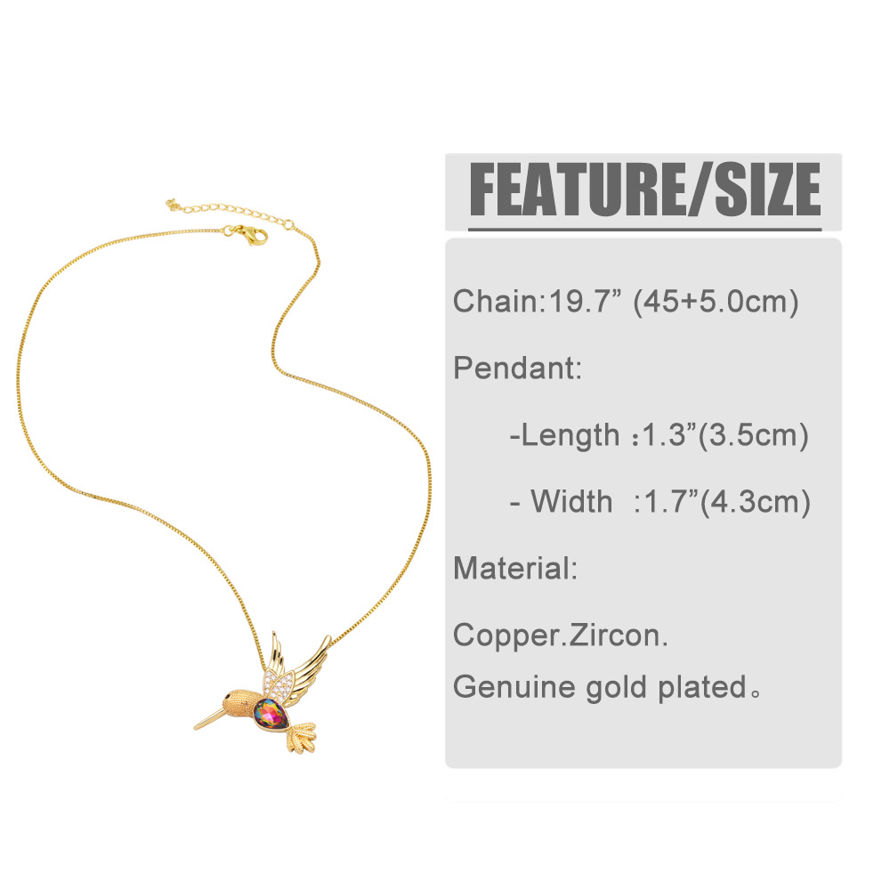 zircon simple creative niche luxury animal pendant bird copper necklace