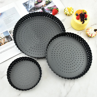 Factory wholesale pizza tray home DIY perforated live bottom pizza tray non-stick easy demoulding carbon steel baking tray pizza tray