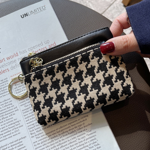 Canvas small wallet women's ultra-thin coin coin purse zipper compact mini new 2024 fashion trend