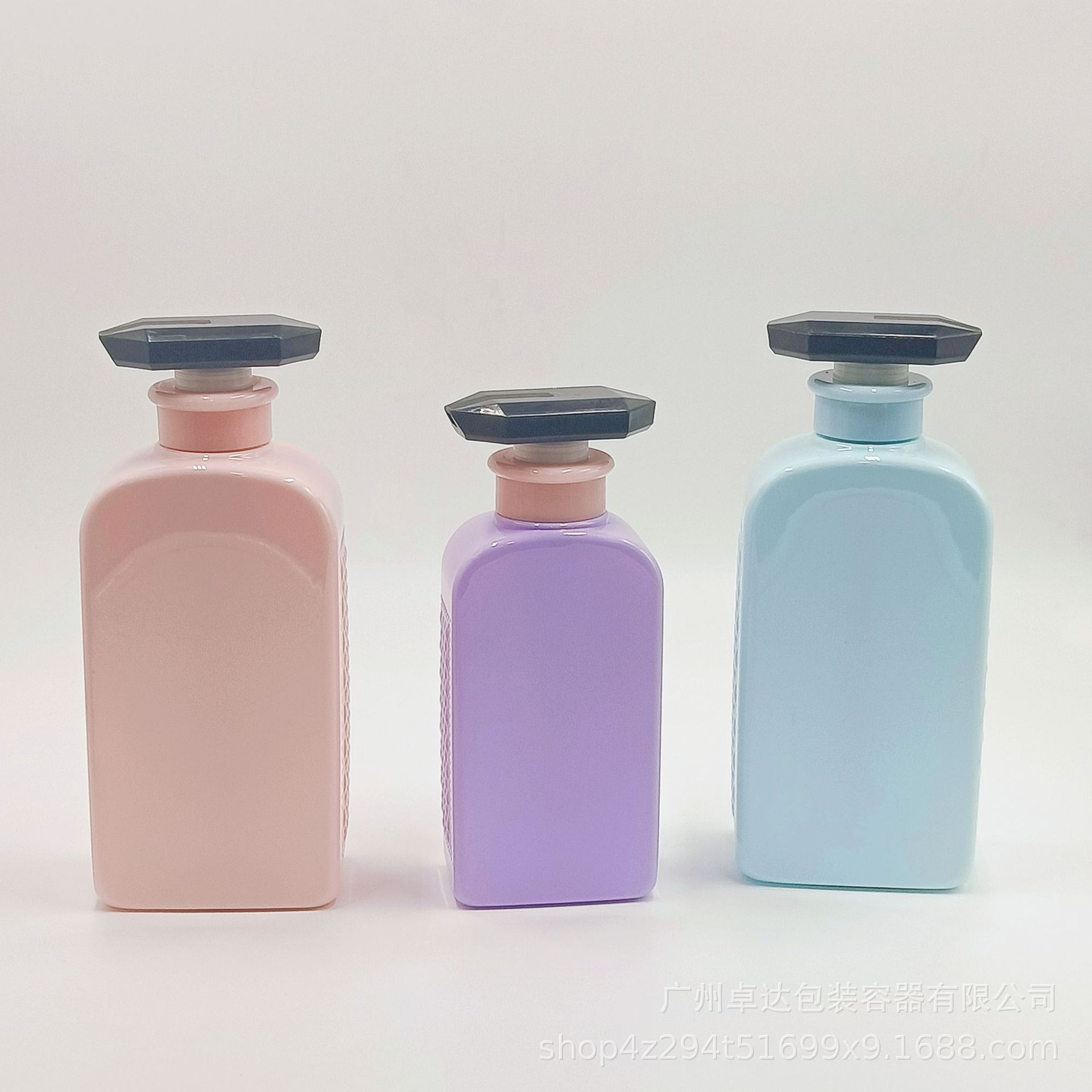 工厂批发300/500扁方雕花异型洗发水沐浴露瓶PET按压瓶扁瓶高端瓶