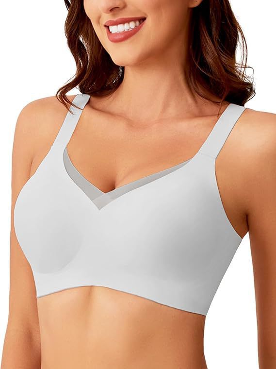 Sutiã feminino sem aro e sem costura - Respirável, confortável, com efeito push-up para todas as estações. Confeccionado em algodão, seda e cetim._voghion.com