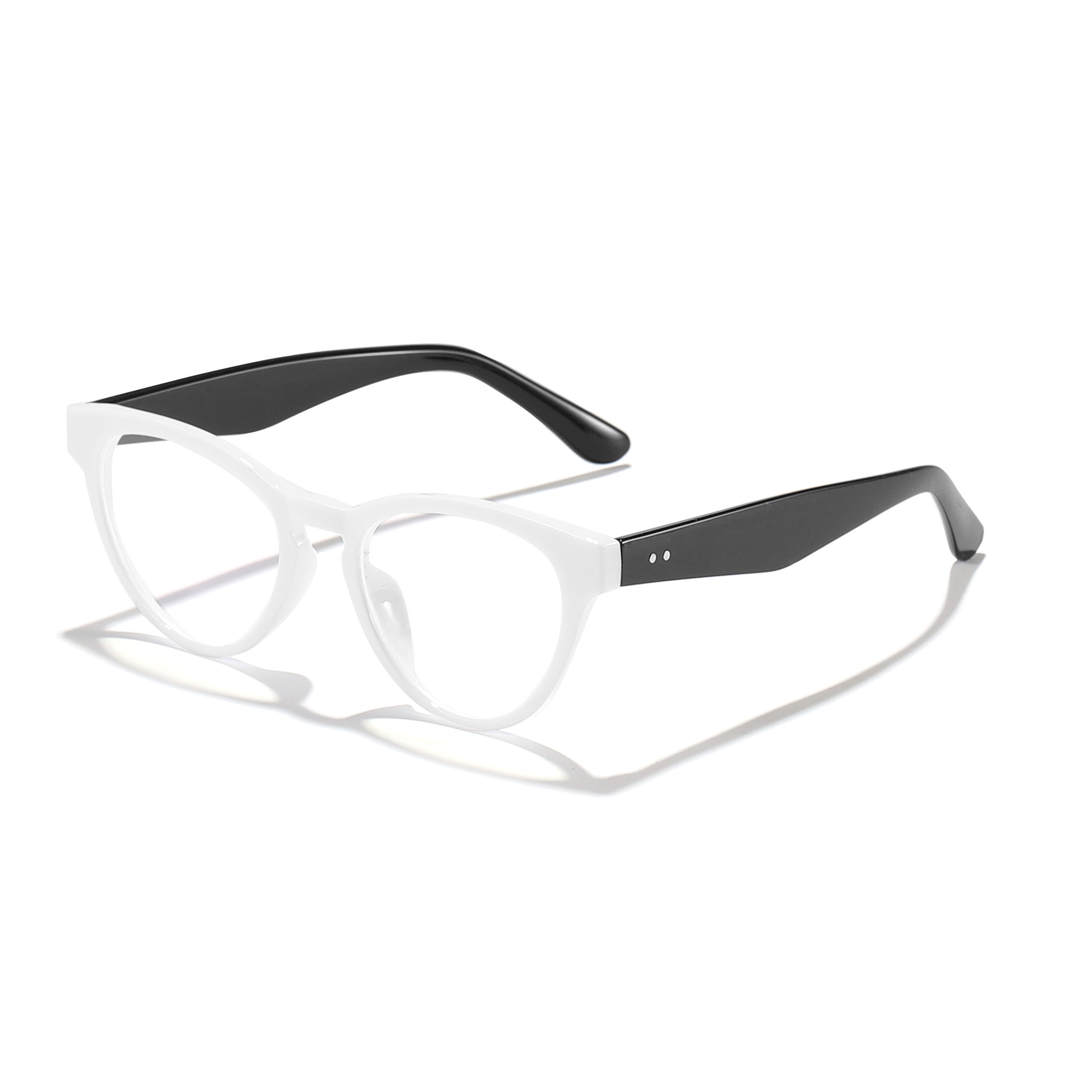 2024 nuevo ojo de gato transfronterizo a juego de colores espejo plano anti-luz azul hombres y mujeres sin maquillaje cable pequeño montura de miopía gafas