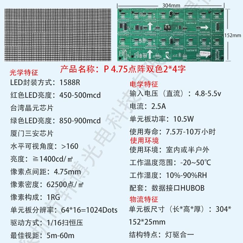 F3.75 Double -color dot -matrix module LED parking lot system window conference display screen special unit board