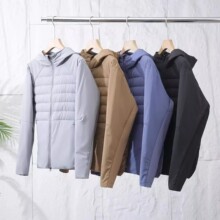 lulu同款平替轻便连帽羽绒服男保暖男士外套轻薄运动排骨羽绒衣