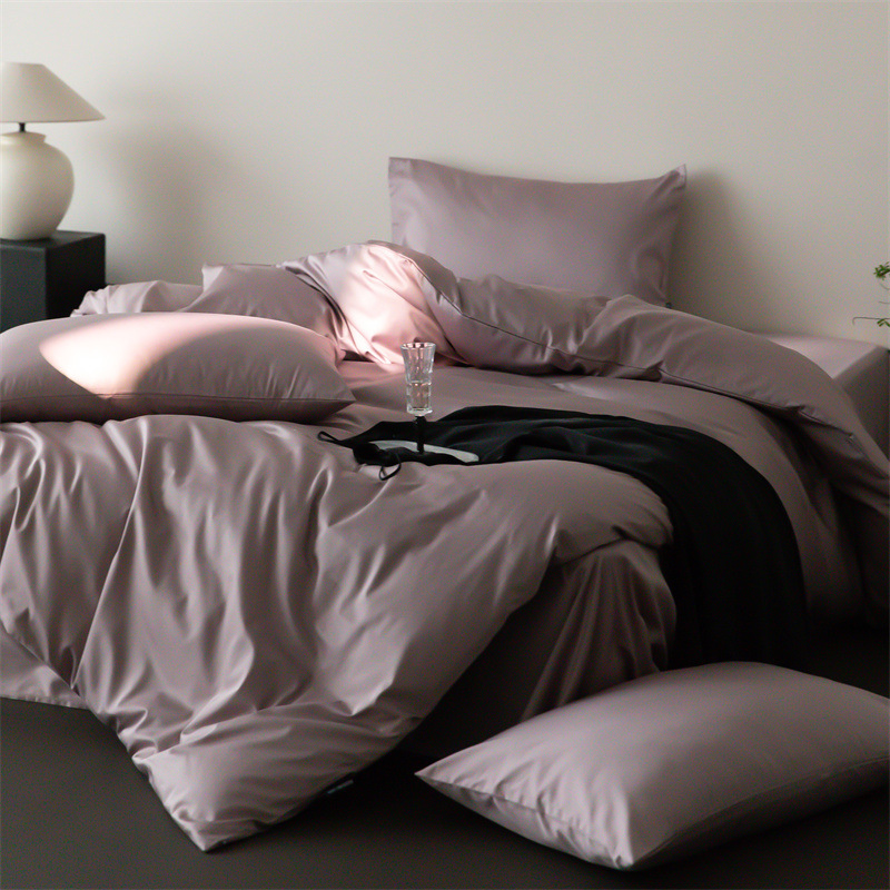 Cuatro estaciones Nantong algodón conjunto de cuatro piezas de color sólido lujo ligero alto sentido 60 algodón de lana larga delgado lujo ligero