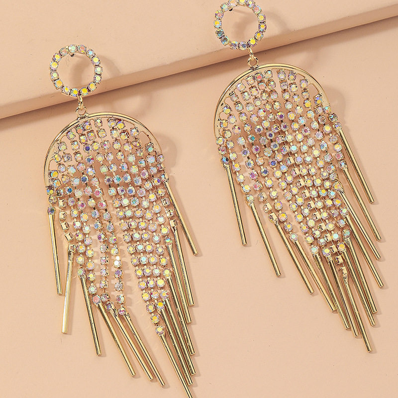 Full Diamond Tassel Earrings display picture 5