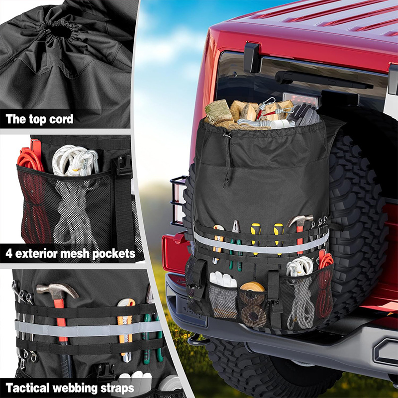 Transfronterizo vehículo todoterreno neumático bolsa de almacenamiento bolsa de colgar bolsa de reparación de automóviles bolsa de almacenamiento de herramientas de emergencia de tela de Oxford de gran capacidad