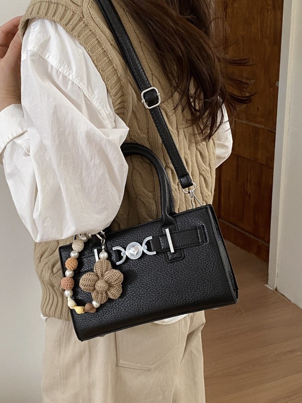 Nicho Zhong bolso retro mujer 2026 nueva textura lichi estampado bolso pequeño cuadrado de viaje ocio mochila de hombro image 1