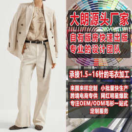 大朗毛织厂家小批量加工定制女式气质优雅亮片绣花针织衫看图打版