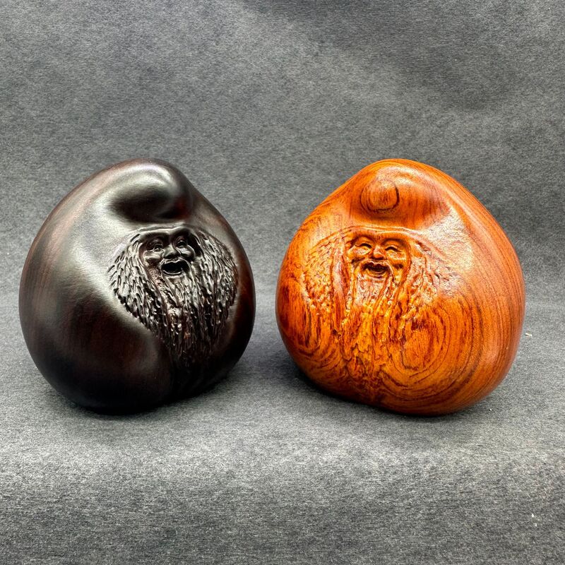 Huali Wood Carving Shoutao Ornaments Old Birthday Carving Crafts for Elders Old People Birthday Meaning Birthday Gift