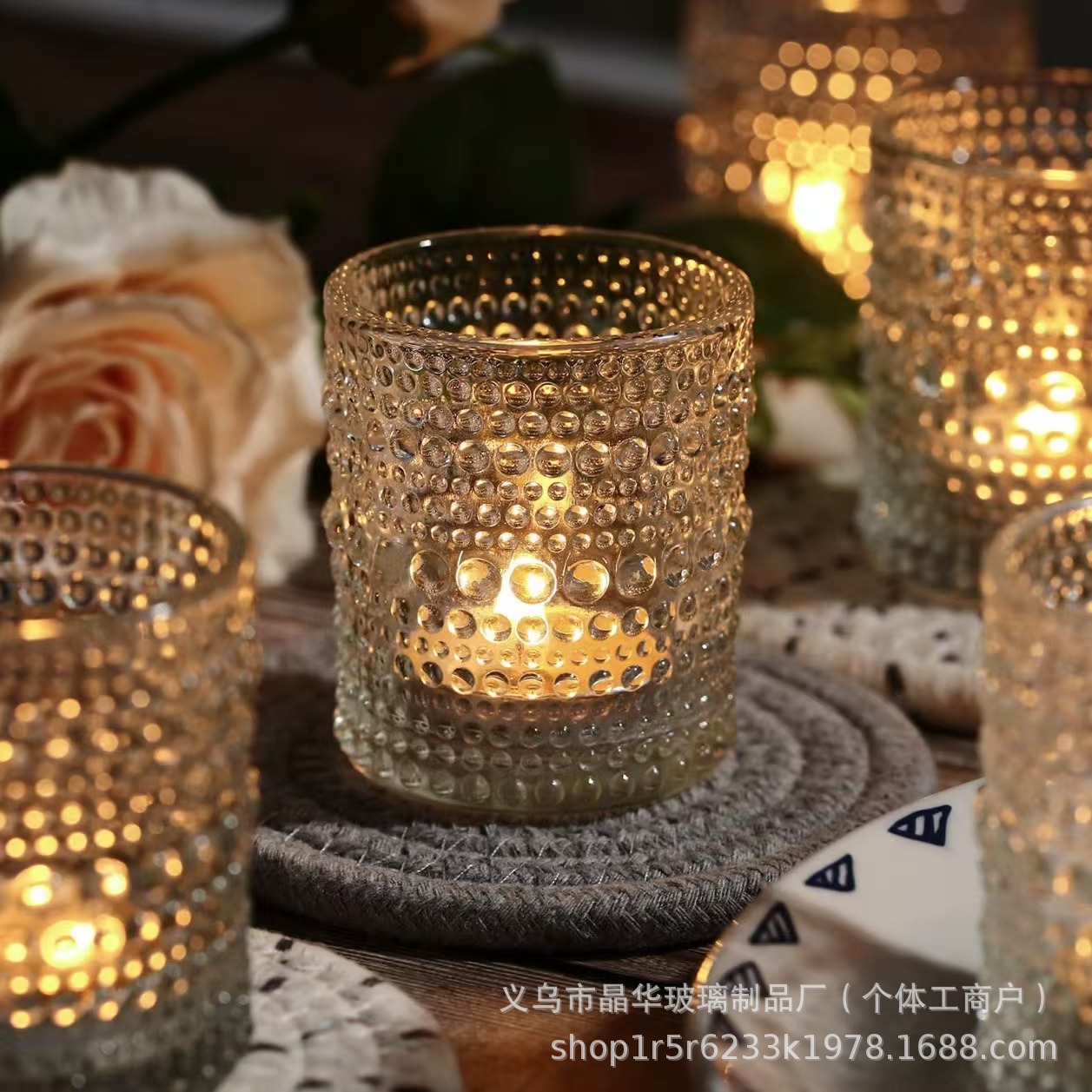 5565 tamaño de taza de vela Amazon candelabros en relieve de vidrio taza de cera de té taza vacía