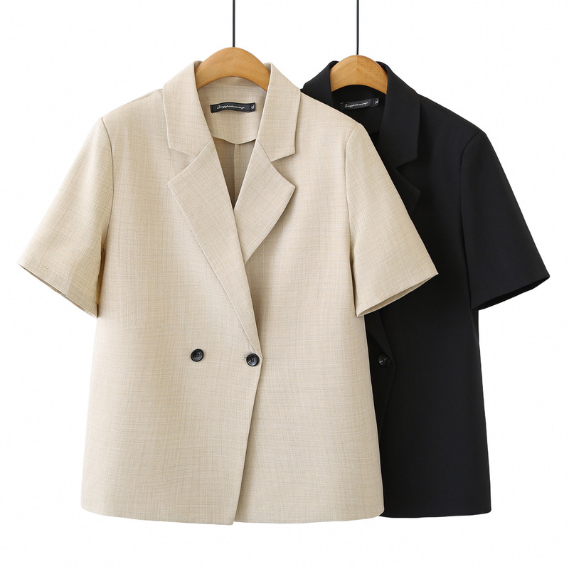 2026 Summer Plus-Size Women's Short-Sleeve Blazer, Simple Thin Large-Size Suit, Fashionable and Casual Cardigan 2607