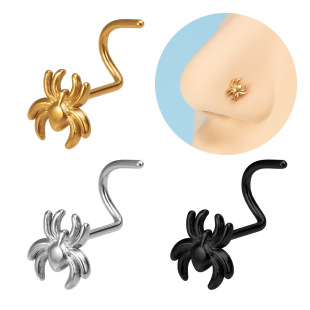 Cross-border nose nail Spider stainless steel puncture animal jewelry body piercing punk sexy hot girl disco style